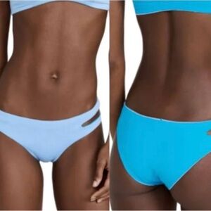 L*Space Breakers Bikini Bottoms‎ Women's Size L Blue Reversible Double Strap